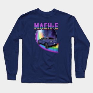 Mach-E Rides the Rainbow Galaxy in Infinite Blue Long Sleeve T-Shirt